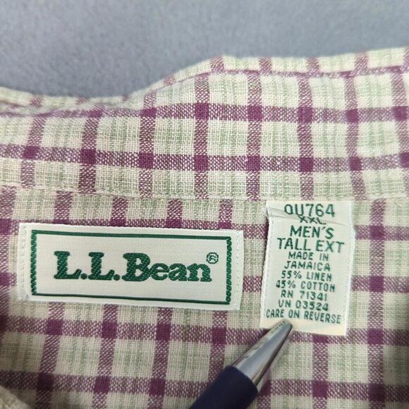 LL Bean Linen/ Cotton Flannel Shirt Mens Large Tall Cabin Gorpcore Work Outdoors - Picture 5 of 7